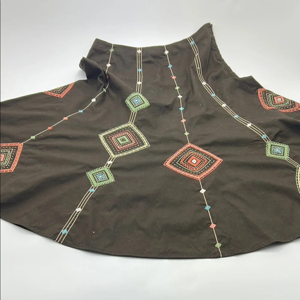 Sunny Leigh A-Line Embroidered Skirt  4 Cottagecore Cotton Zip Up Festival wear